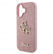 Guess PU Fixed Glitter 4G metalllogofodral för iPhone 16 Rosa