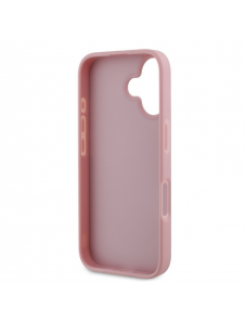 Guess PU Fixed Glitter 4G metalllogofodral för iPhone 16 Rosa