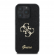 Guess PU Fixed Glitter 4G metalllogofodral för iPhone 16 Pro Svart