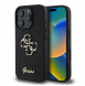 Guess PU Fixed Glitter 4G metalllogofodral för iPhone 16 Pro Svart