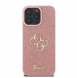 Guess PU Fixed Glitter 4G metalllogofodral för iPhone 16 Pro Pink