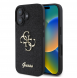 Guess PU Fixed Glitter 4G metalllogofodral för iPhone 16 Plus Svart