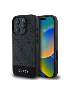 Guess PU 4G Stripe-fodral till iPhone 16 Pro Max Grå