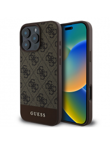 Guess PU 4G Stripe-fodral till iPhone 16 Pro Max Brun