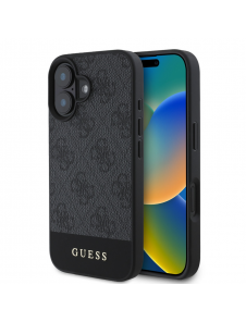 Guess PU 4G Stripe Fodral till iPhone 16 Grå
