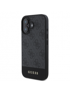 Guess PU 4G Stripe Fodral till iPhone 16 Grå
