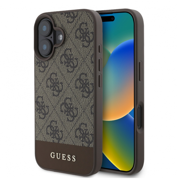Guess PU 4G Stripe Fodral till iPhone 16 Brun