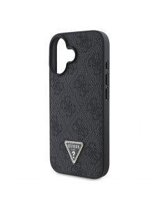 Guess PU 4G Strass Triangle Metal Logo Fodral till iPhone 16 Svart