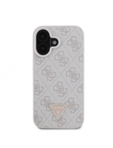 Guess PU 4G Strass Triangle Metal Logo Fodral till iPhone 16 Rosa