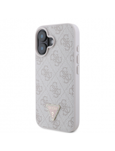 Guess PU 4G Strass Triangle Metal Logo Fodral till iPhone 16 Rosa