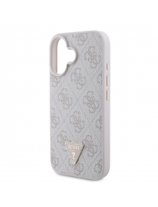 Guess PU 4G Strass Triangle Metal Logo Fodral till iPhone 16 Rosa
