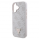 Guess PU 4G Strass Triangle Metal Logo Fodral till iPhone 16 Rosa