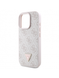 Guess PU 4G Strass Triangle Metal Logo Fodral till iPhone 16 Pro Pink