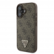Guess PU 4G Strass Triangle Metal Logo Fodral till iPhone 16 Brun