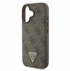 Guess PU 4G Strass Triangle Metal Logo Fodral till iPhone 16 Brun