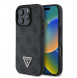 Guess PU 4G Strass Triangle Metal Logo Fodral för iPhone 16 Pro Svart