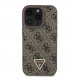 Guess PU 4G Strass Triangle Metal Logo Fodral för iPhone 16 Pro Max Brun