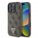 Guess PU 4G Strass Triangle Metal Logo Fodral för iPhone 16 Pro Brown