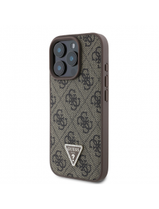 Guess PU 4G Strass Triangle Metal Logo Fodral för iPhone 16 Pro Brown