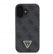 Guess PU 4G Strass Triangle Metal Logo Case + Crossbody Strap för iPhone 16 Svart