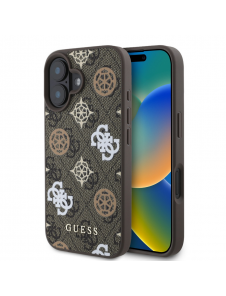 Guess PU 4G Peony MagSafe Fodral till iPhone 16 Brun