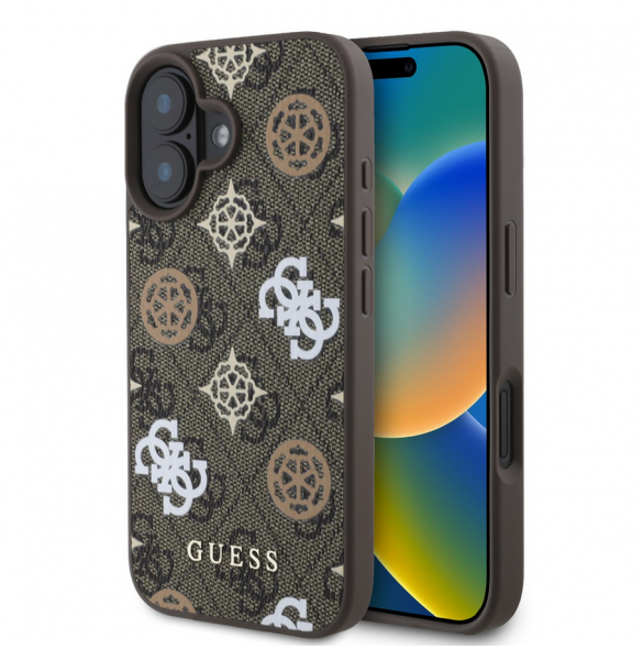 Guess PU 4G Peony MagSafe Fodral till iPhone 16 Brun