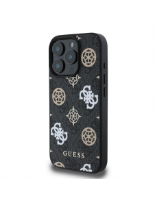 Guess PU 4G Peony MagSafe Fodral för iPhone 16 Pro Svart