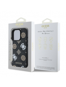 Guess PU 4G Peony MagSafe Fodral för iPhone 16 Pro Svart
