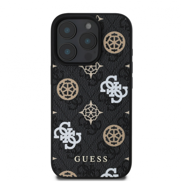 Guess PU 4G Peony MagSafe Fodral för iPhone 16 Pro Max Svart