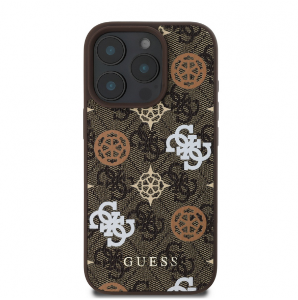 Guess PU 4G Peony MagSafe Fodral för iPhone 16 Pro Max Brun
