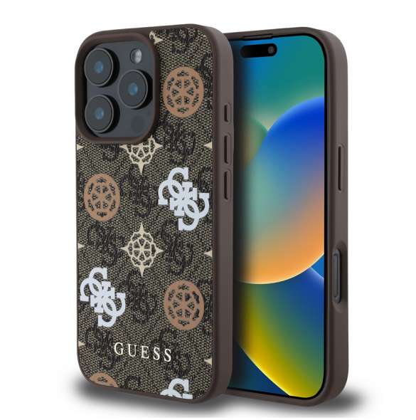 Guess PU 4G Peony MagSafe Fodral för iPhone 16 Pro Brown