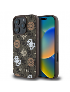 Guess PU 4G Peony MagSafe Fodral för iPhone 16 Pro Brown