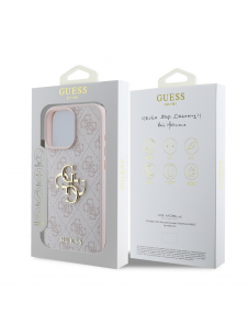 Guess PU 4G metalllogofodral för iPhone 16 Pro Pink