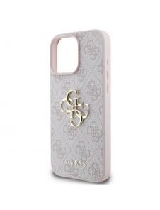 Guess PU 4G metalllogofodral för iPhone 16 Pro Max Rosa