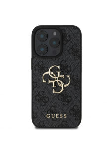 Guess PU 4G metalllogofodral för iPhone 16 Pro Max Grå