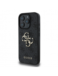 Guess PU 4G metalllogofodral för iPhone 16 Pro Max Grå