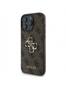 Guess PU 4G metalllogofodral för iPhone 16 Pro Brown