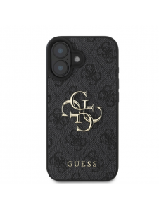 Guess PU 4G metalllogofodral för iPhone 16 Plus Grå