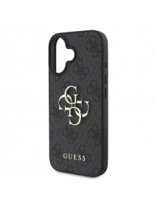 Guess PU 4G metalllogofodral för iPhone 16 Grå