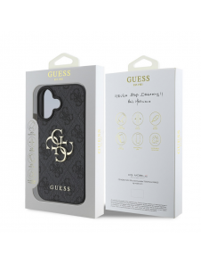 Guess PU 4G metalllogofodral för iPhone 16 Grå