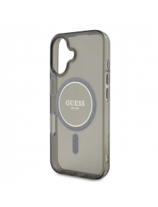 Guess IML Glitter Ring MagSafe Fodral för iPhone 16 Svart