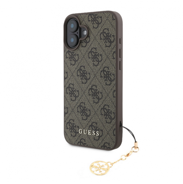 Guess 4G Charm-fodral för iPhone 16 Plus Tone on Tone Brown