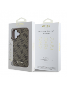 Guess 4G Charm-fodral för iPhone 16 Plus Tone on Tone Brown