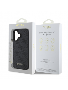 Guess 4G Charm Fodral för iPhone 16 Plus Tone on Tone Grey