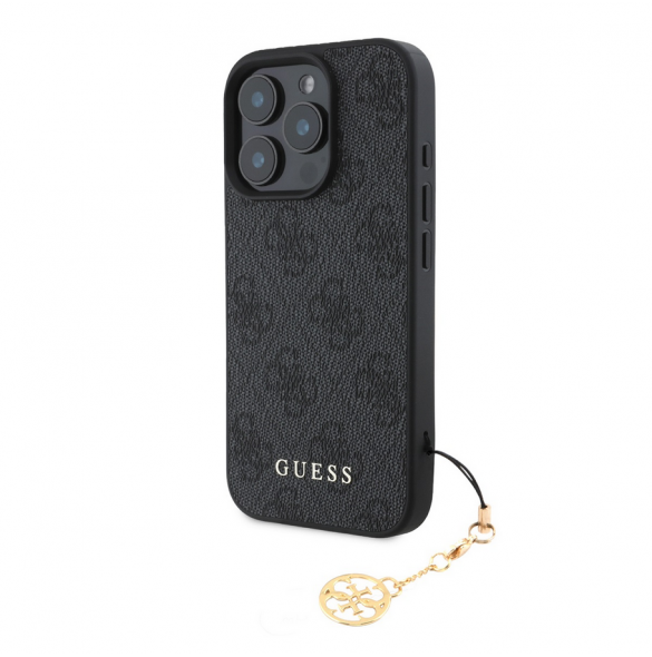 Guess 4G Charm Case för iPhone 16 Pro Tone on Tone Grey