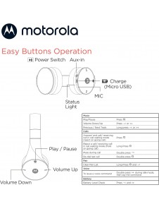 Motorola Moto XT500 trådlösa hörlurar Svart