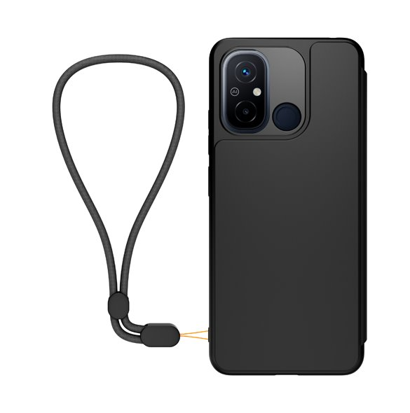 Gjord för Xiaomi bokfodral med halsband för Xiaomi Redmi 12C Black