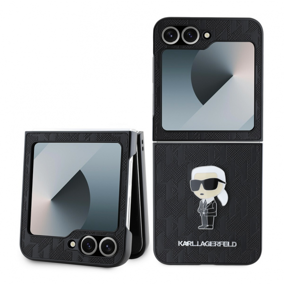 Karl Lagerfeld PU Saffiano Monogram Iconic Fodral för Samsung Galaxy Z Flip 6 Svart