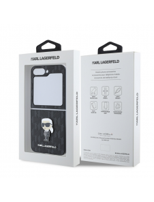 Karl Lagerfeld PU Saffiano Monogram Iconic Fodral för Samsung Galaxy Z Flip 6 Svart