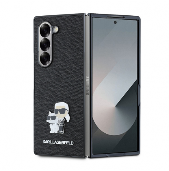 Karl Lagerfeld PU Saffiano Karl och Choupette Fodral till Samsung Galaxy Z Fold 6 Svart